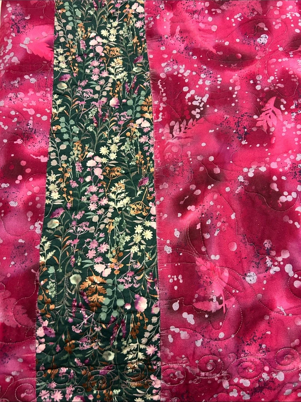 ONE OF A KIND - HANDCRAFTED Quilt in Shades of Purples, Green and Cream